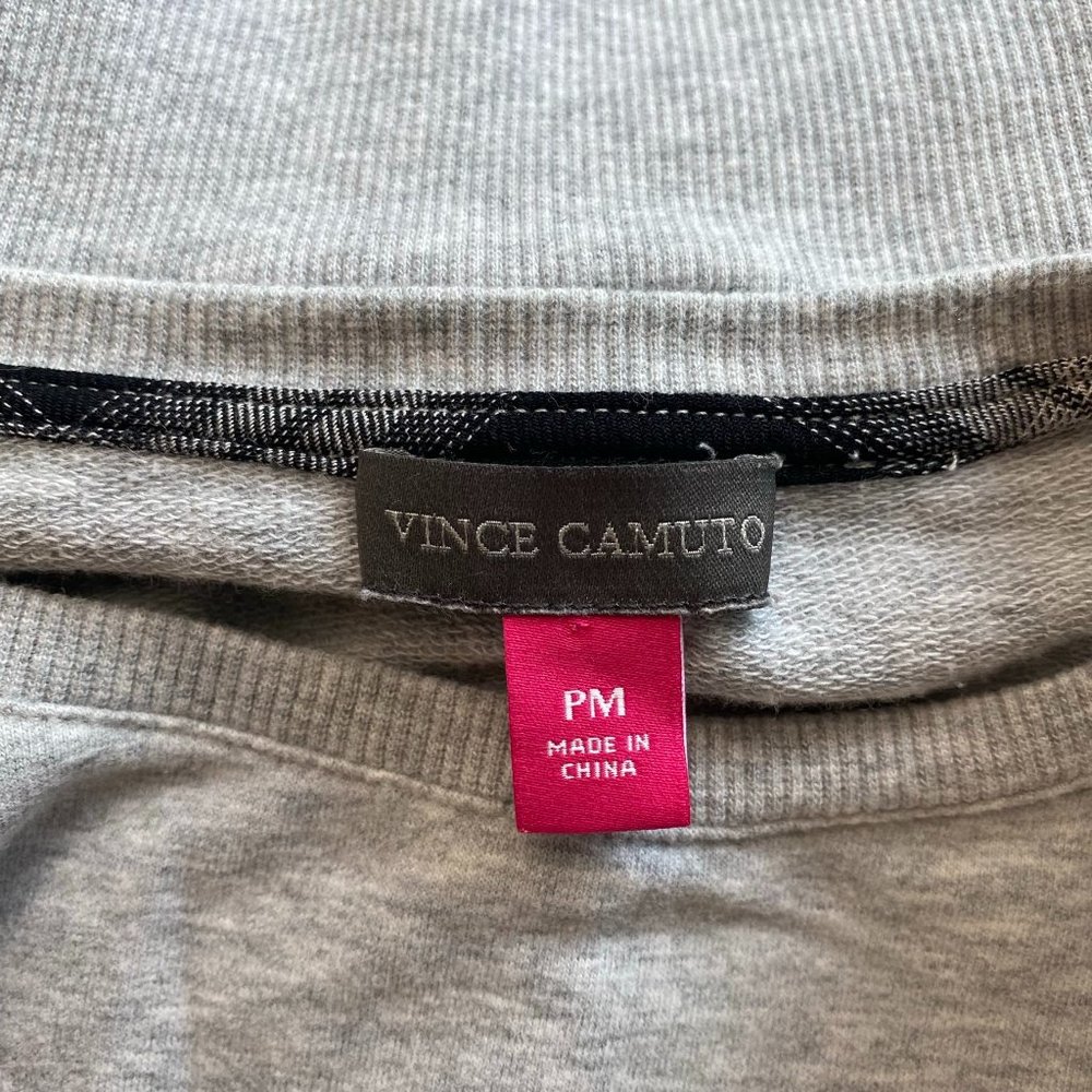 Vince Camuto Plaid Sleeve Crewneck  Sweater - Picture 6 of 8